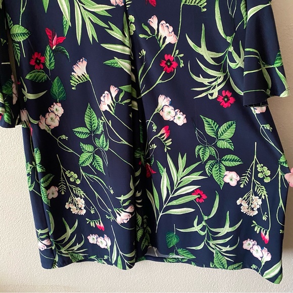 Tommy Hilfiger Floral Bell Sleeve Sky Captain Fern Blue Green Dress Size 16 - Picture 6 of 16